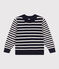 Pull rayé en laine et coton enfant bleu SMOKING/blanc MARSHMALLOW