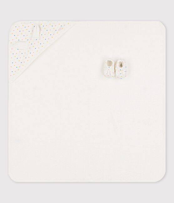 Carré de bain bébé en coton biologique blanc MARSHMALLOW/blanc MULTICO