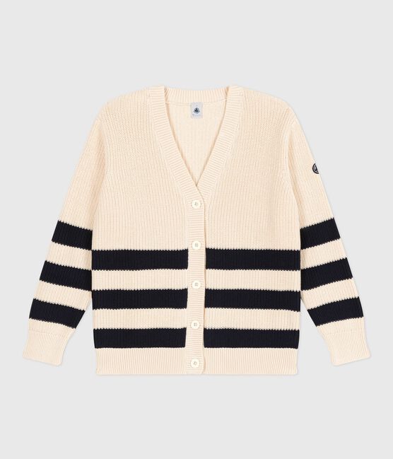 Cardigan femme en coton à rayures blanc AVALANCHE/bleu SMOKING