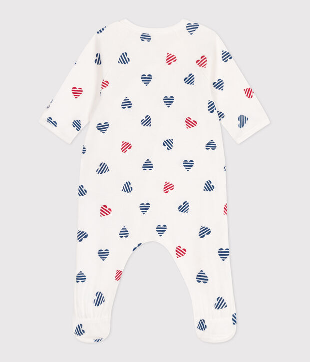 Pyjama b&eacute;b&eacute; en coton c&oelig;ur ray&eacute; blanc/multicouleur