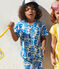 Chemise enfant en coton manches courtes imprimée bleu MARSHMALLOW/ PORCELANA