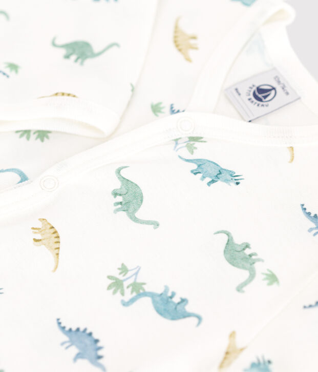 Pyjama b&eacute;b&eacute; en coton sans pieds dinosaures blanc/multicouleur
