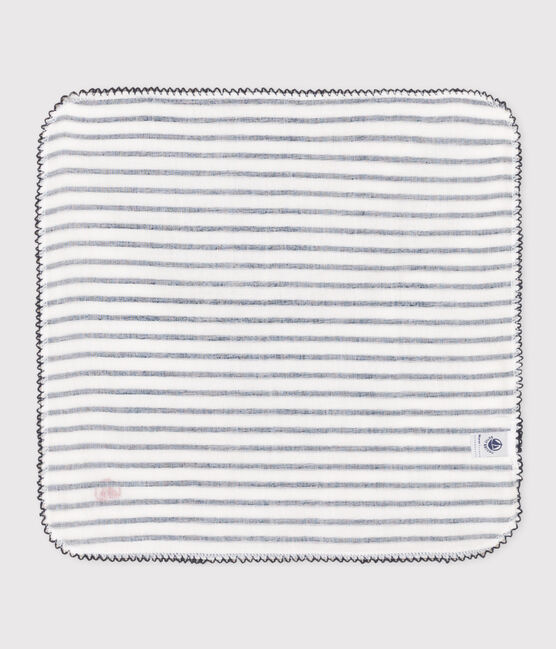 MOUCHOIR MARINIERE BÉBÉ  EN GAZE DE COTON blanc MARSHMALLOW/bleu SMOKING