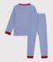 Pyjama enfant en coton &agrave; rayures bleu/blanc