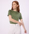 Tee-shirt femme en coton manches courtes uni vert OLIVINE