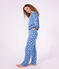 Pyjama femme en coton imprim&eacute; c&oelig;urs bleu/blanc
