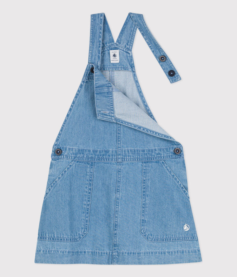Robe salopette en denim l&eacute;ger enfant fille bleu DENIM CLAIR