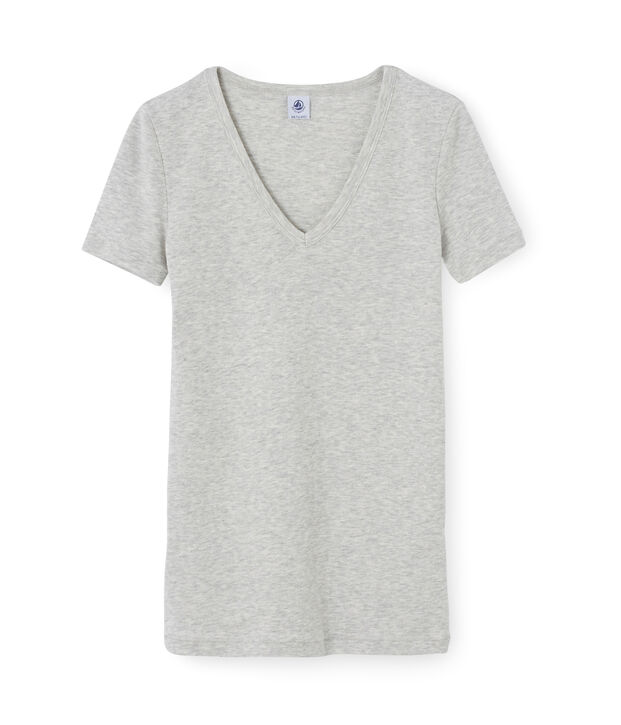 Tee shirt iconique femme gris chin&eacute; clair