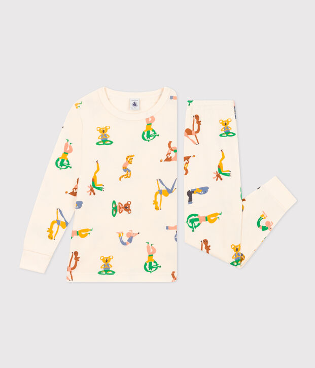 Pyjama imprim&eacute; motif animaux en coton enfant &eacute;cru/multicouleur