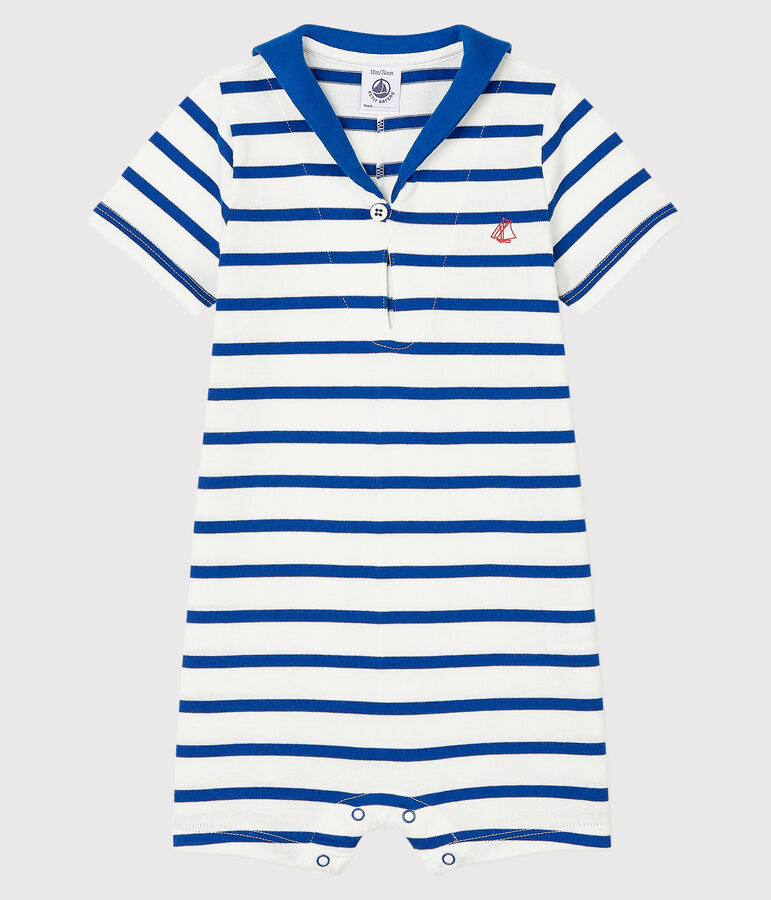 Combicourt b&eacute;b&eacute; gar&ccedil;on ray&eacute; blanc/bleu