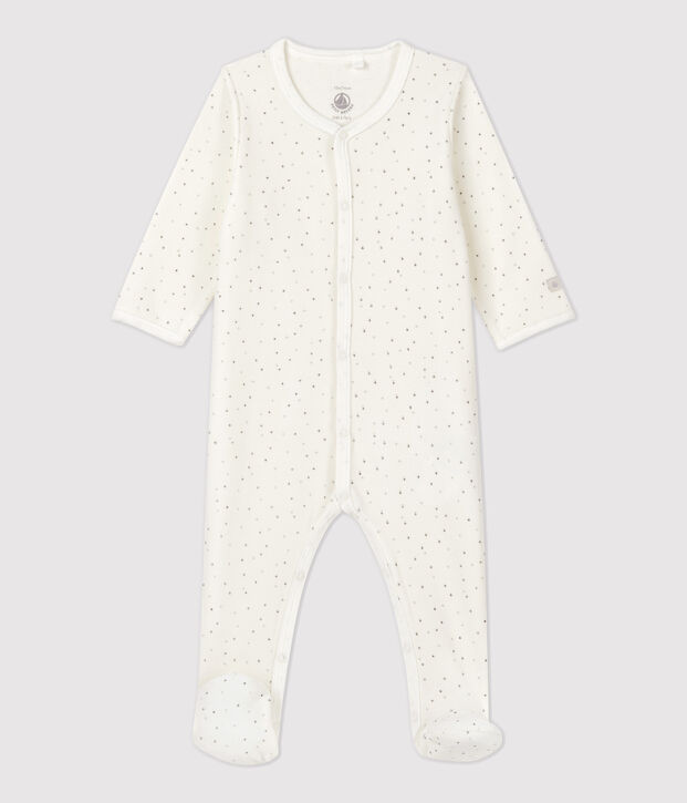 Dors-bien &eacute;toil&eacute; blanc b&eacute;b&eacute; en velours de coton biologique blanc/multicouleur