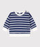 Sweatshirt bébé en molleton rayé CHALOUPE/ MARSHMALLOW