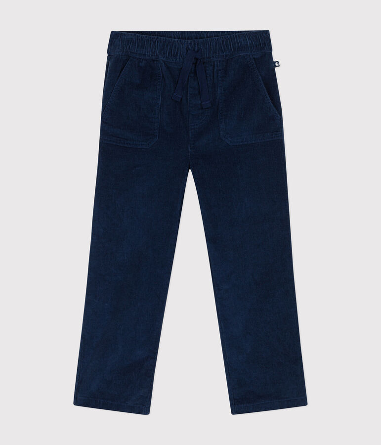 Pantalon droit en velours enfant gar&ccedil;on bleu