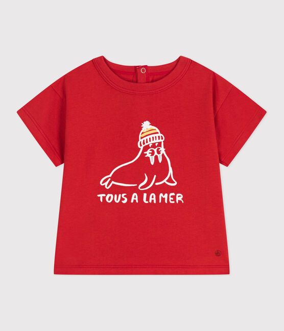 T-shirt bébé en coton à manches courtes uni rouge AURORA