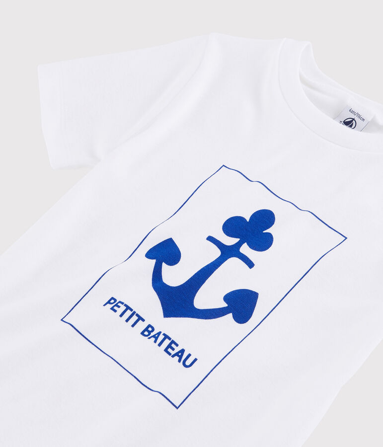Tee shirt s&eacute;rigraphi&eacute; enfant gar&ccedil;on blanc ECUME