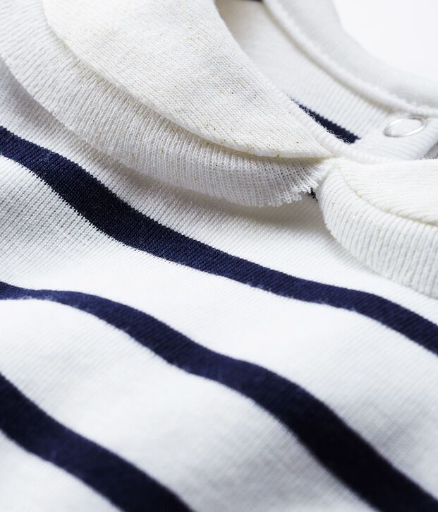 Blouse manches longues b&eacute;b&eacute; fille rayure marini&egrave;re blanc/bleu