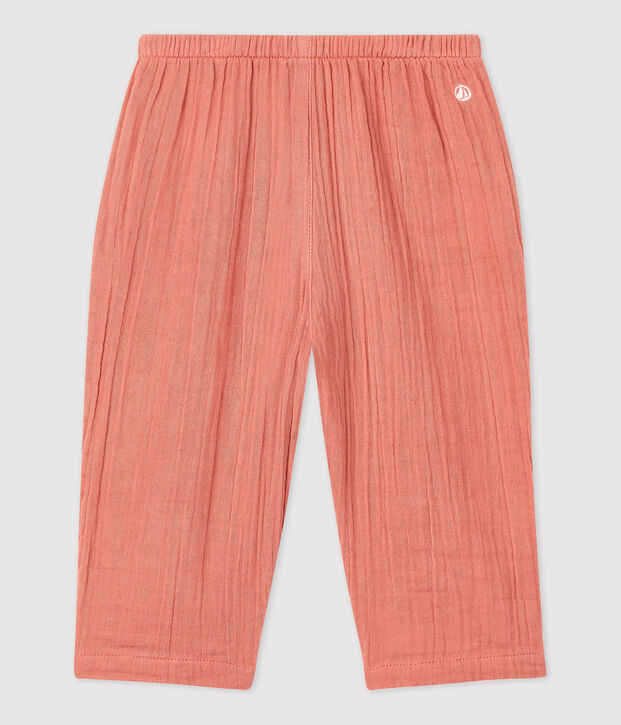 Pantalon en gaze de coton bio b&eacute;b&eacute; rose