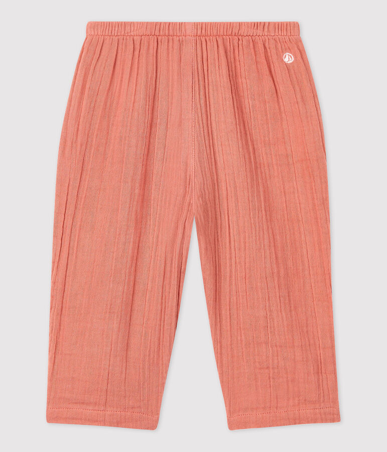 Pantalon en gaze de coton bio b&eacute;b&eacute; rose PAPAYE