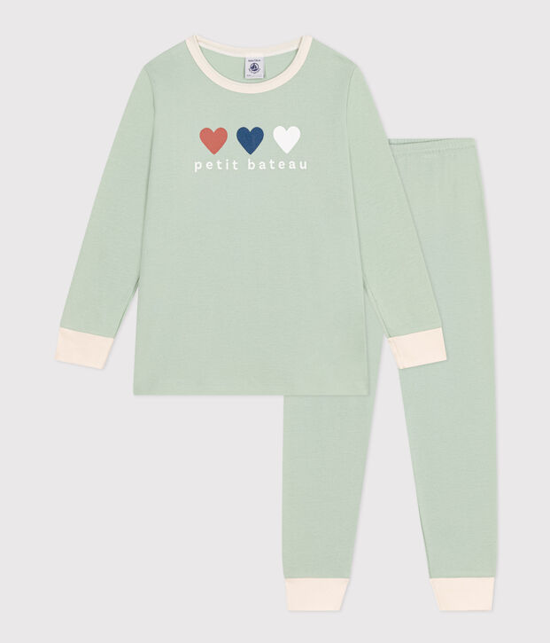 Pyjama uni en coton enfant vert