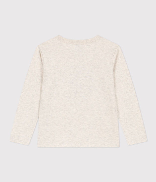 Tee-shirt manches longues en coton enfant fille / gar&ccedil;on beige