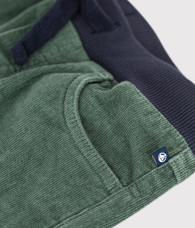 Pantalon droit en velours moyen enfant fille / gar&ccedil;on vert