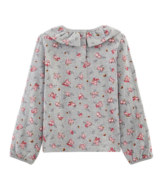 Tee shirt manches longues enfant fille gris BELUGA/blanc MULTICO