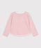 Tee-shirt enfant manches longues &agrave; rayures rose/&eacute;cru