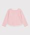 Tee-shirt enfant manches longues &agrave; rayures rose/&eacute;cru