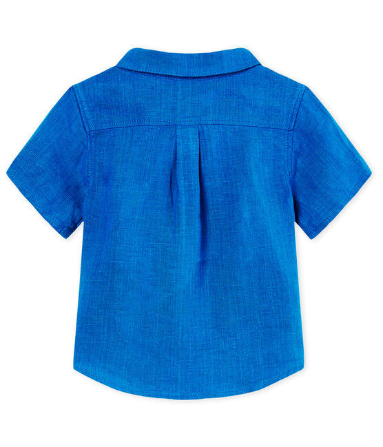 Chemise manches courtes bébé garçon en lin bleu RIYADH