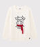 Pull manches longues en tricot laine et coton blanc MARSHMALLOW/ MULTICO CN