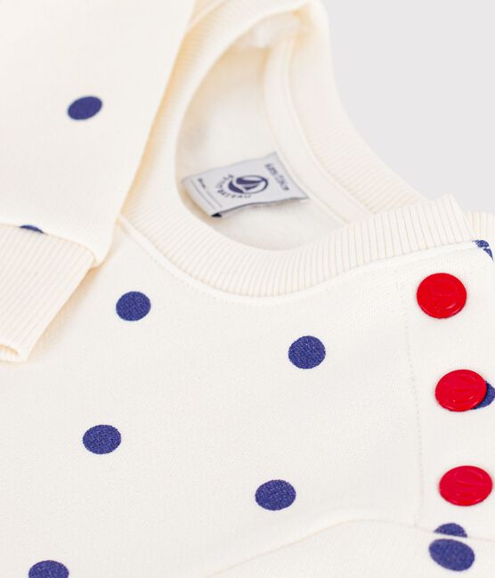 Robe enfant manches longue en coton imprimée pois bleu MILK/ SOIR