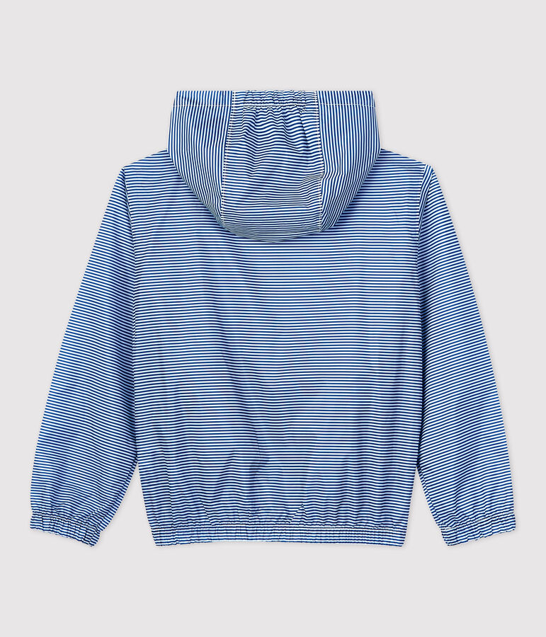 Coupe-vent en polyester recycl&eacute; enfant gar&ccedil;on bleu/blanc