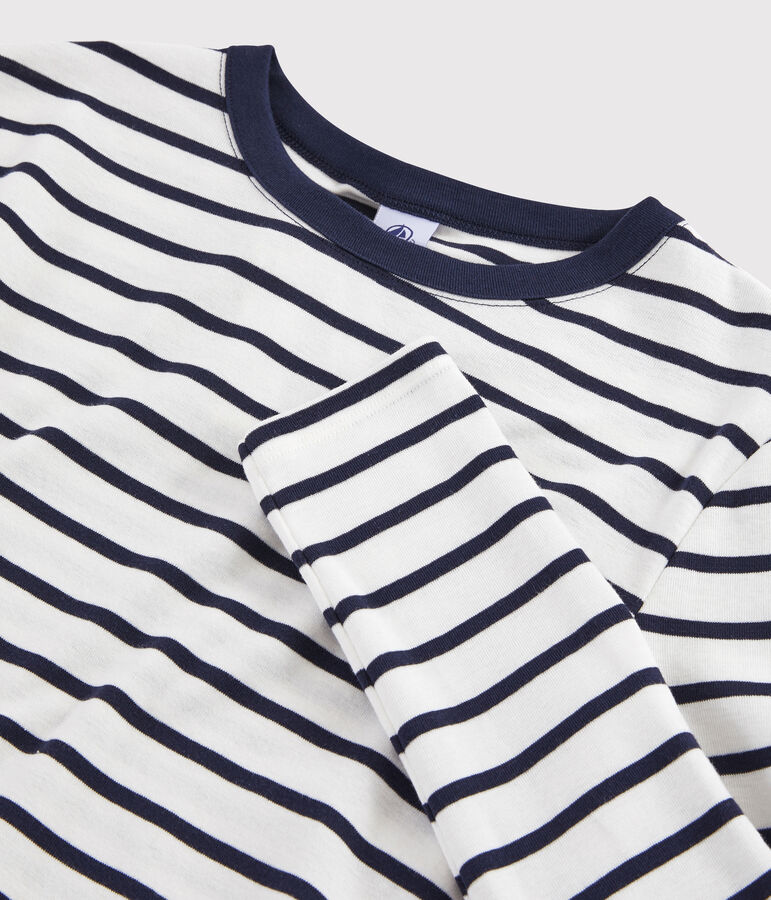 T-shirt iconique col rond Femme blanc/bleu