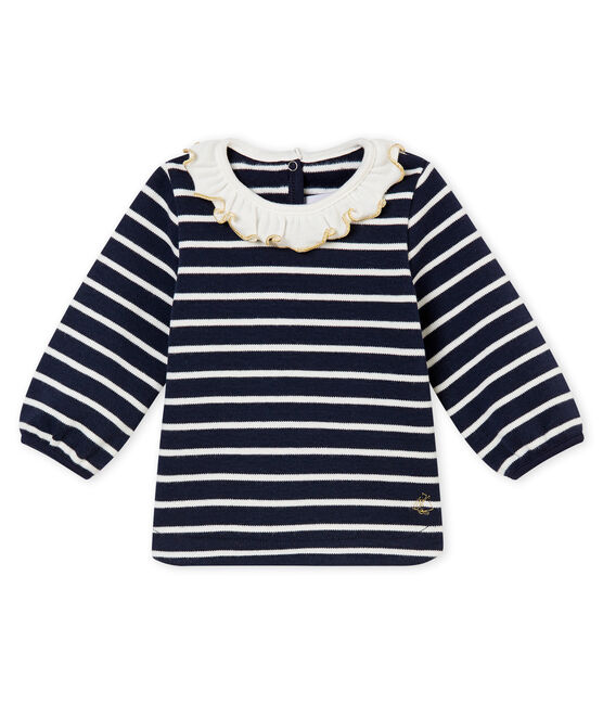 Marinière bébé fille bleu SMOKING/blanc MARSHMALLOW