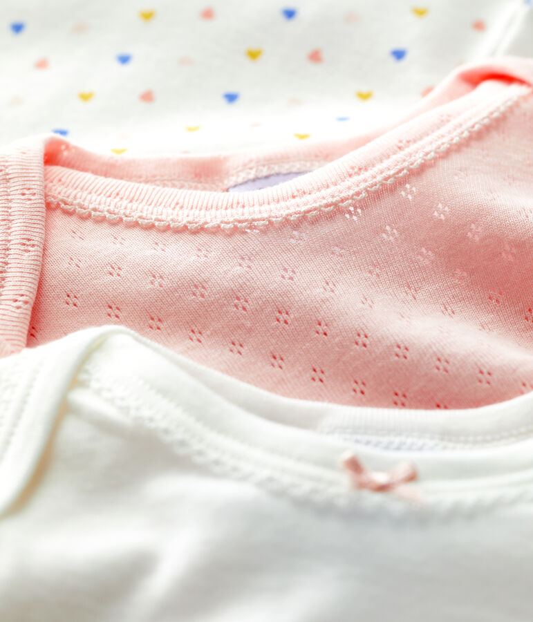 Lot de 3 bodies c&oelig;urs multicolors manches longues en coton multicouleur