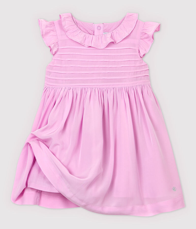 Robe manches courtes en cr&ecirc;pe b&eacute;b&eacute; fille rose BOHEME