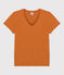 Tee-shirt LE DROIT col V en coton bio Femme marron ECUREUIL