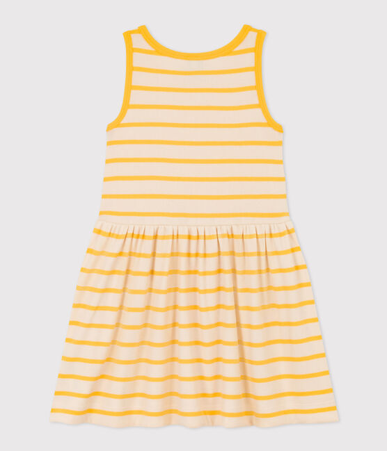 Robe sans manches en coton enfant fille jaune AVALANCHE/blanc DAISY