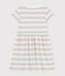 Robe enfant manches courtes en coton &agrave; rayures blanc/multicouleur