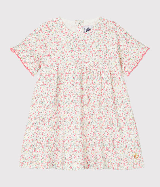 Robe manches courtes bébé fille imprimée blanc MARSHMALLOW/blanc MULTICO