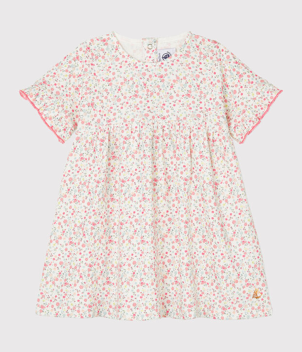 Robe manches courtes b&eacute;b&eacute; fille imprim&eacute;e blanc/multicouleur