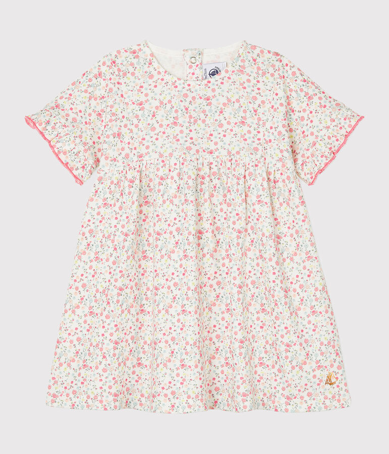 Robe manches courtes b&eacute;b&eacute; fille imprim&eacute;e blanc/multicouleur