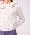 Tee-shirt &agrave; col enfant manches longues &agrave; fleurs &eacute;cru/multicouleur