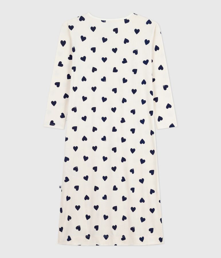 Chemise de nuit femme en coton imprim&eacute; c&oelig;ur bleu MILK/ SOIR