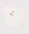 Pyjama fille / femme flamand rose en côte blanc MARSHMALLOW/blanc MULTICO