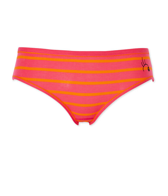 Culotte femme en côte originale rayée rose GEISHA/orange FEU