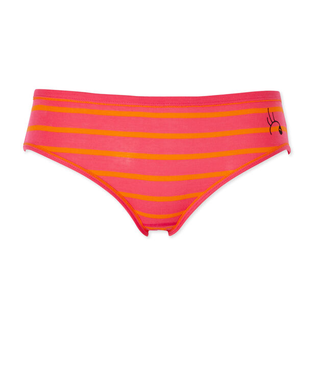Culotte femme en c&ocirc;te originale ray&eacute;e rose/orange