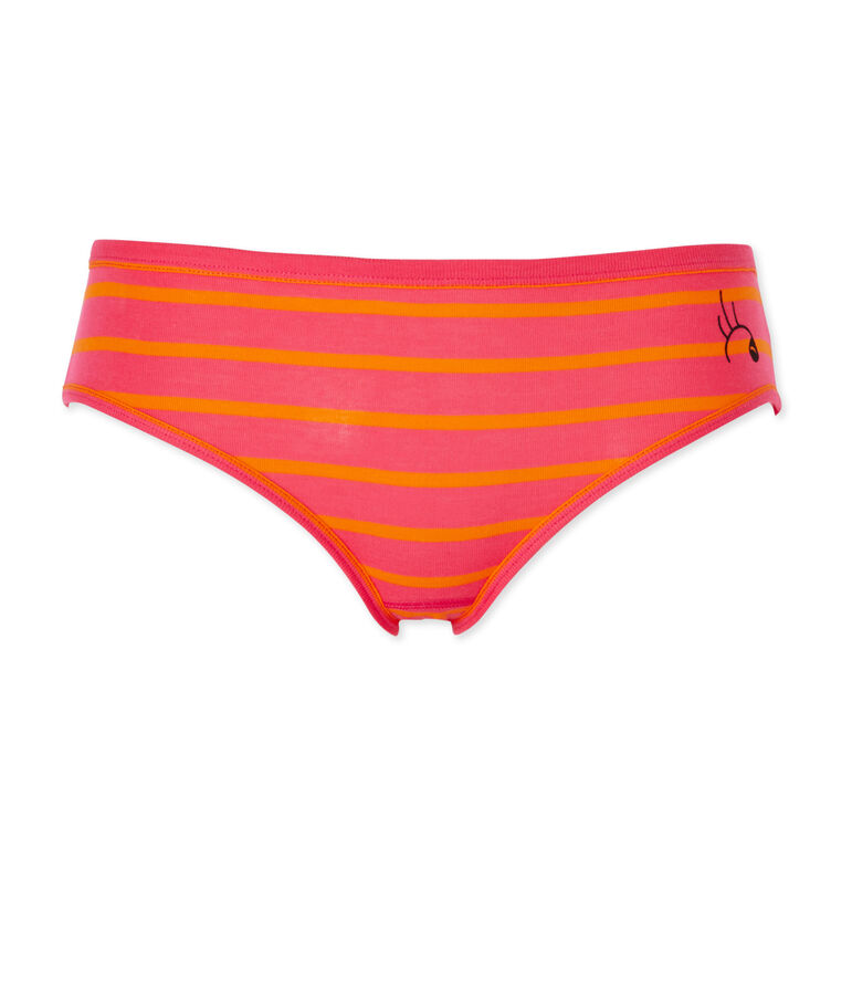 Culotte femme en c&ocirc;te originale ray&eacute;e rose GEISHA/orange FEU