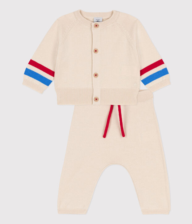 Ensemble en tricot b&eacute;b&eacute; &eacute;cru/multicouleur