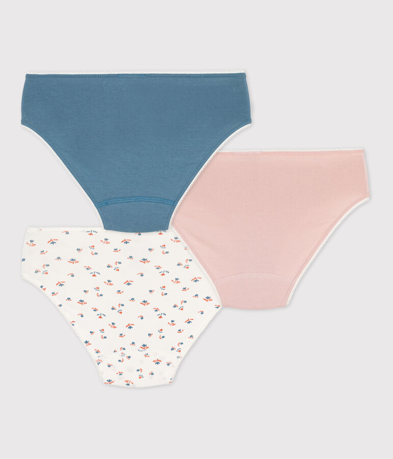 Lot de 3 culottes fleur petite fille en coton et &eacute;lasthanne multicouleur